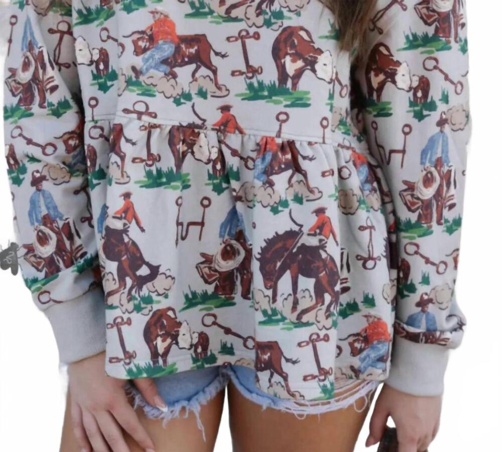NEW 2FLYCO cowhand things tunic top in multicolor